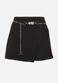 Born2be - Czarne Szorty z Zakładką z Przodu i Łańcuszkiem Vikilara. Okazja: na co dzień, na imprezę, na spacer. Kolor: czarny. Sezon: lato. Styl: elegancki, casual #3