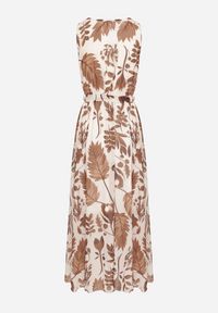 Born2be - Brązowa Kopertowa Sukienka z Wiskozą z Wiązanym Paskiem Nativire. Okazja: na co dzień. Typ kołnierza: dekolt w serek. Kolor: brązowy. Materiał: wiskoza. Typ sukienki: kopertowe. Styl: casual, elegancki, klasyczny #3