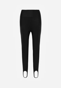 Born2be - Czarne Legginsy z Wysokim Stanem Zakończone Zapiętkami Evalla. Okazja: na co dzień. Stan: podwyższony. Kolor: czarny. Styl: casual #2