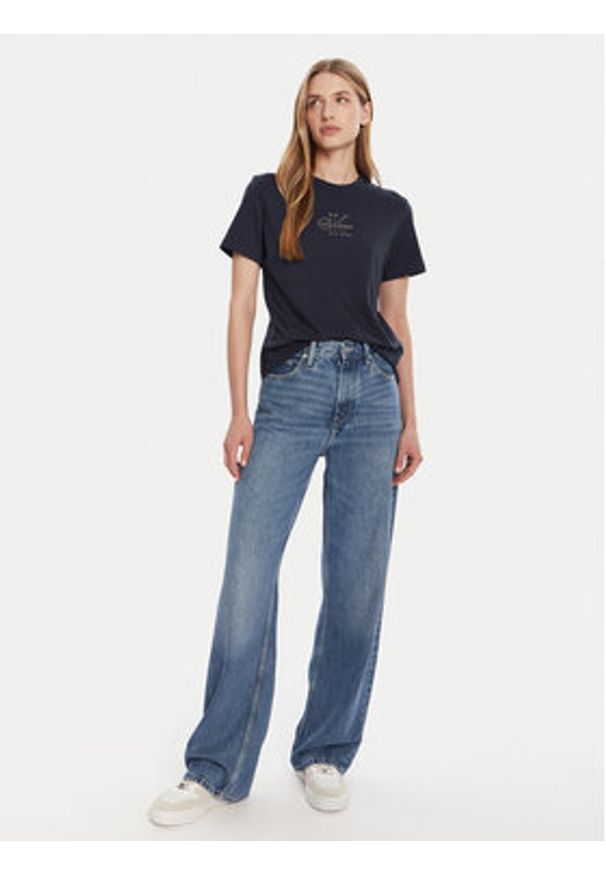 Calvin Klein Jeans T-Shirt Classic Monologo LV047D873G Granatowy Regular Fit. Kolor: niebieski. Materiał: bawełna