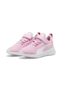 Puma - Dziecięce buty sportowe Flyer Runner V PUMA Pink Lilac White. Zapięcie: rzepy. Kolor: biały, wielokolorowy, różowy, fioletowy. Materiał: materiał, syntetyk, tkanina. Szerokość cholewki: normalna. Sport: turystyka piesza