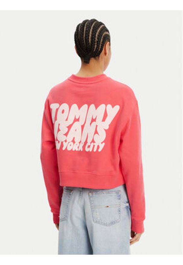 Tommy Jeans Bluza DW0DW21345 Różowy Relaxed Fit. Kolor: różowy. Materiał: bawełna
