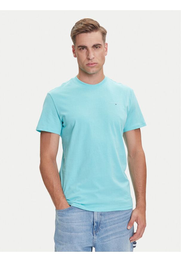 Tommy Jeans T-Shirt Linear Chest DM0DM21780 Zielony Slim Fit. Kolor: zielony. Materiał: bawełna