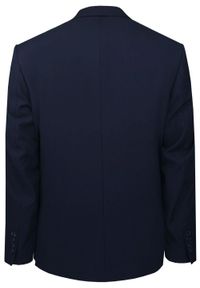 Taliowany Garnitur Męski - Victorio - Granatowy. Kolor: niebieski. Materiał: poliester, wiskoza, elastan. Wzór: gładki #8
