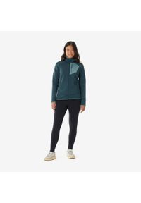quechua - Polar turystyczny damski Quechua MH500 zamek. Kolor: niebieski, zielony, wielokolorowy. Materiał: polar. Sport: turystyka piesza