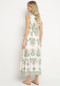 Born2be - Zielona Wiskozowa Sukienka z Kopertowym Dekoltem i Paskiem Eravira. Okazja: na co dzień. Typ kołnierza: dekolt kopertowy. Kolor: zielony. Materiał: wiskoza. Typ sukienki: kopertowe. Styl: klasyczny, casual, elegancki #5