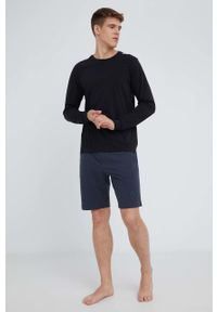 Moschino Underwear longsleeve męski kolor czarny z nadrukiem. Kolor: czarny. Materiał: włókno, bawełna. Długość rękawa: długi rękaw. Długość: długie. Wzór: nadruk