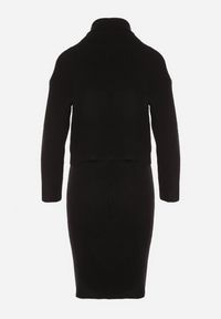 Born2be - Czarny Komplet Dzianinowy z Wełną i Bawełną Golf i Dopasowana Sukienka Reilaia. Kolor: czarny. Materiał: wełna, bawełna, dzianina. Sport: golf #6