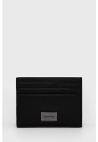 Calvin Klein Portfel skórzany męski kolor czarny. Kolor: czarny. Materiał: materiał, włókno. Wzór: gładki