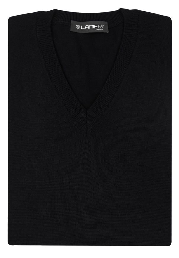 Lanieri Fashion - Czarny bezrękawnik męski SW19. Kolor: czarny. Materiał: akryl, wełna, materiał. Długość rękawa: bez rękawów