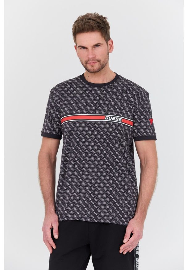 Guess - GUESS Czarny męski t-shirt Jamey, Rozmiar S. Kolor: czarny