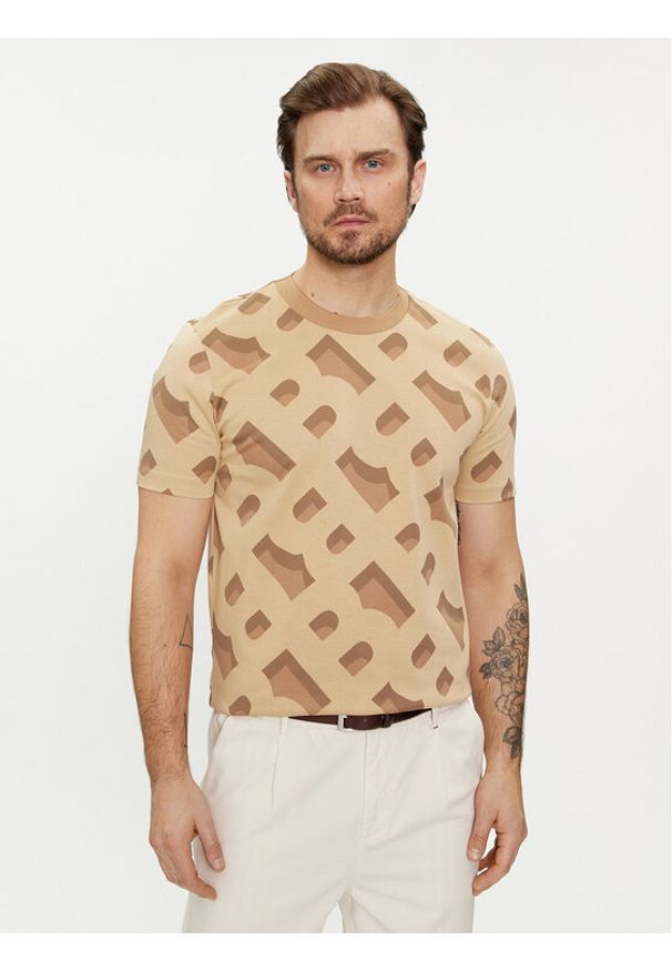 BOSS - Boss T-Shirt Tiburt 419 50504100 Beżowy Regular Fit. Kolor: beżowy. Materiał: syntetyk, bawełna