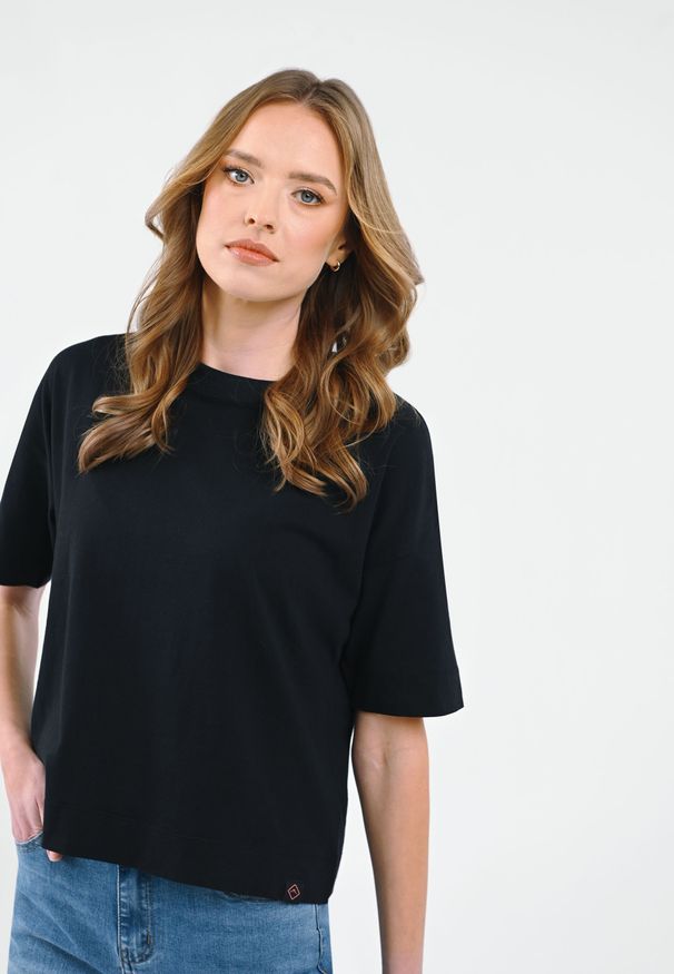 Volcano - Bawełniany t-shirt, Comfort Fit, T-FLAME. Kolor: czarny. Materiał: bawełna. Długość rękawa: krótki rękaw. Długość: krótkie