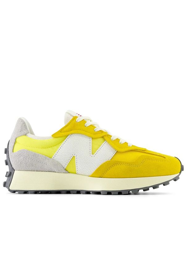 Buty New Balance U327WRE - żółte. Okazja: na co dzień. Zapięcie: sznurówki. Kolor: żółty. Materiał: guma, skóra, materiał, zamsz, prążkowany. Szerokość cholewki: normalna