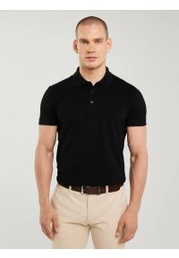 Big-Star - Koszulka męska polo czarna Markolinos 906. Typ kołnierza: polo. Kolor: czarny. Materiał: jeans. Długość: krótkie. Wzór: gładki. Styl: klasyczny, elegancki