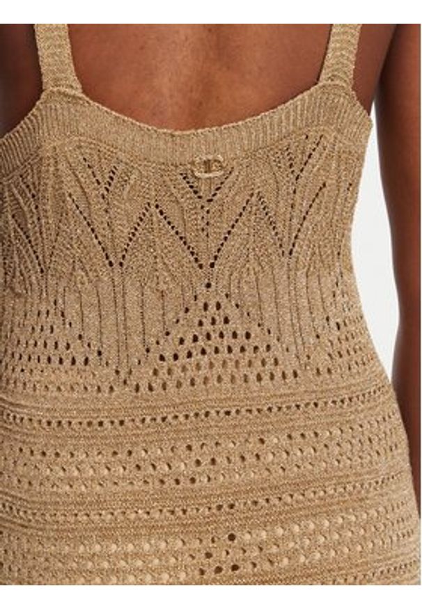 TwinSet - TWINSET Sukienka dzianinowa 251TT3198 Beżowy Slim Fit. Kolor: beżowy. Materiał: wiskoza