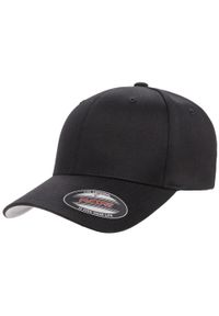 FLEXFIT - Wełniana Czesana Czapka Unisex. Kolor: czarny. Materiał: wełna