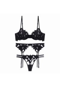 Intica - Komplet bielizny z delikatnym zdobieniem na wyjątkowe okazje Miyako. Kolor: czarny. Materiał: materiał. Wzór: aplikacja #1