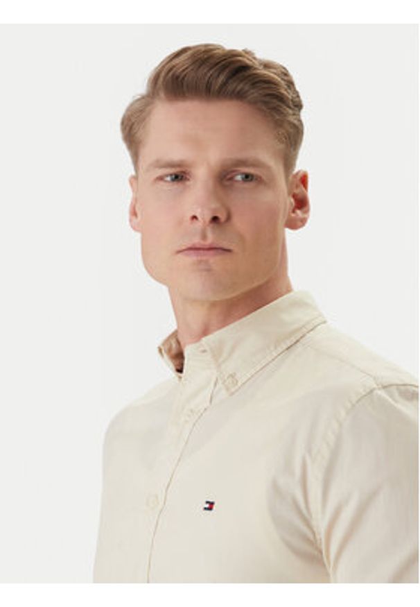 TOMMY HILFIGER - Tommy Hilfiger Koszula Flex MW0MW37550 Écru Regular Fit. Materiał: bawełna