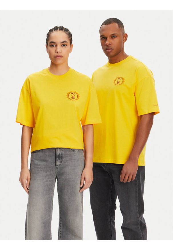 Puma T-Shirt Unisex Harry Potter 630092 Żółty Oversize. Kolor: żółty. Materiał: bawełna