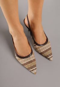 Born2be - Brązowe Sandały Ozdobione Plecionką Oaratune. Okazja: na co dzień. Zapięcie: sprzączka. Kolor: brązowy. Wzór: aplikacja. Materiał: jeans. Sezon: lato. Obcas: na obcasie. Styl: casual, klasyczny, elegancki. Wysokość obcasa: średni #3