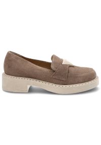 Beżowe Mokasyny Lamanti Damskie Modne Buty. Okazja: na co dzień. Kolor: beżowy. Materiał: zamsz. Styl: casual, elegancki #5