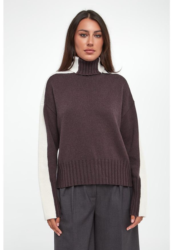 Twinset Milano - Golf damski wełniany TWINSET. Typ kołnierza: golf. Materiał: wełna