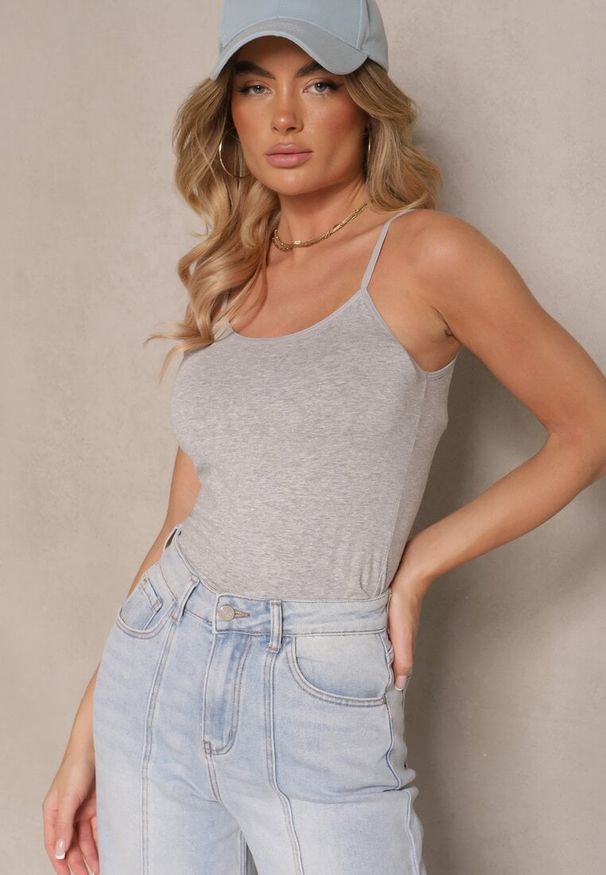 Renee - Ciemnoszary Bawełniany Casualowy Top Floridi. Okazja: na co dzień. Kolor: szary. Materiał: bawełna. Styl: casual