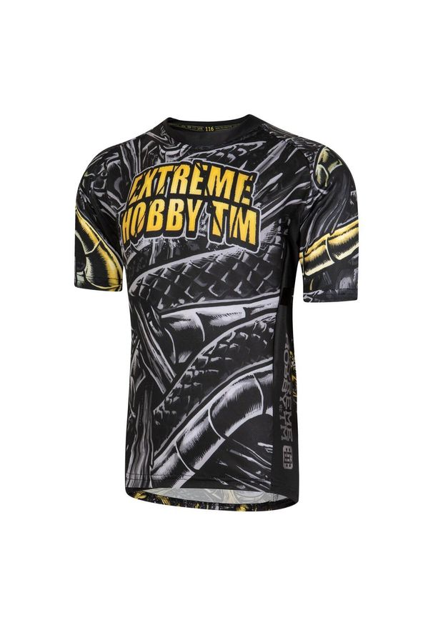 EXTREME HOBBY - Koszulka fitness dla dzieci Extreme Hobby Bone Crusher z krótkim rękawem. Kolor: czarny. Materiał: elastan, poliester. Długość rękawa: krótki rękaw. Długość: krótkie. Sport: fitness
