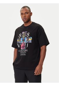 Versace Jeans Couture T-Shirt 79GAHT10 CJ00T Czarny Regular Fit. Kolor: czarny. Materiał: bawełna