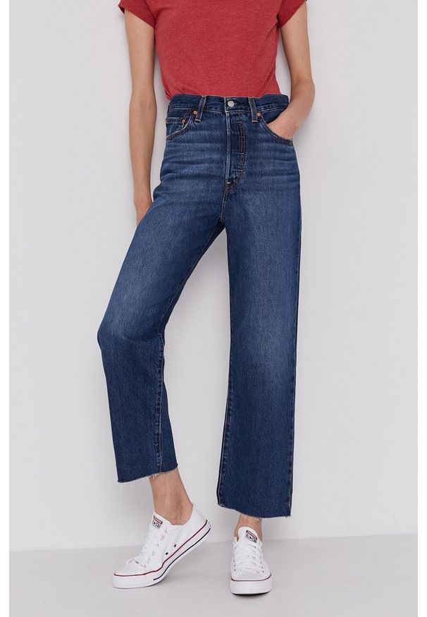 Levi's® - Levi's - Jeansy Ribcage Straight Ankle. Okazja: na spotkanie biznesowe. Stan: podwyższony. Kolor: niebieski. Styl: biznesowy
