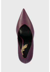 Patrizia Pepe szpilki skórzane kolor fioletowy 8Z0050 L048 M460. Kolor: fioletowy. Materiał: skóra. Obcas: na szpilce. Wysokość obcasa: średni #2