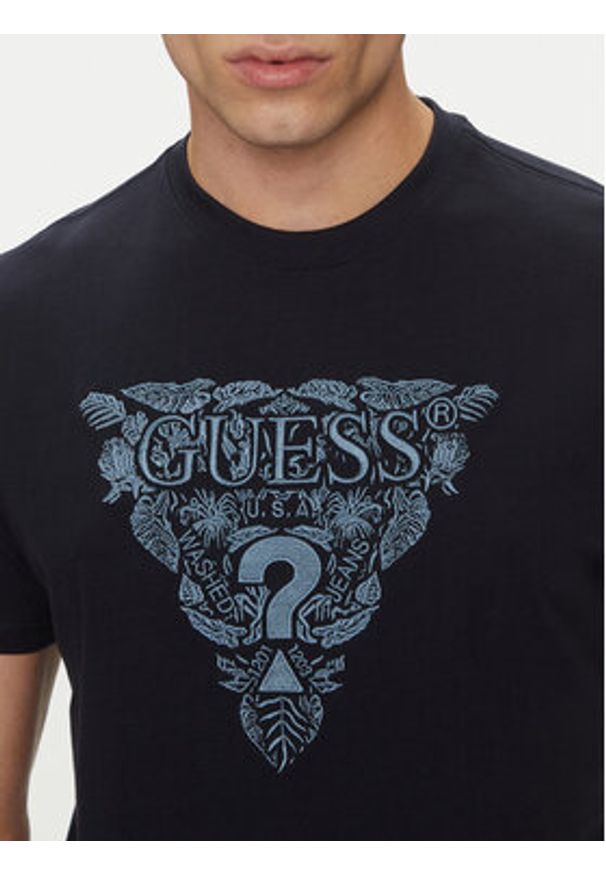 Guess T-Shirt M5GI16 K8FQ4 Granatowy Regular Fit. Kolor: niebieski. Materiał: bawełna