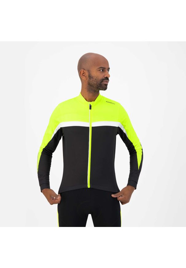 ROGELLI - Koszulka rowerowa męska Rogelli COURSE z długim rękawem, ocieplana. Kolor: żółty. Długość rękawa: długi rękaw. Długość: długie. Sport: kolarstwo