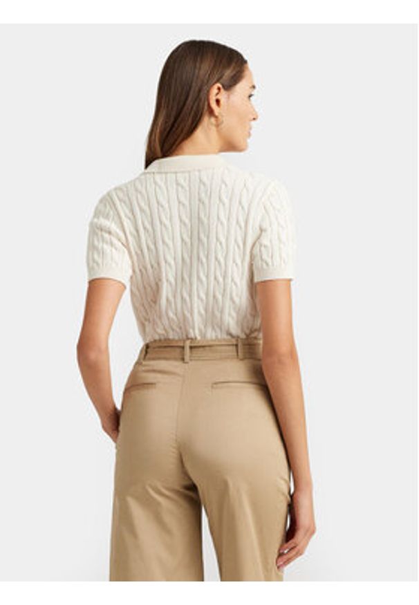 Lauren Ralph Lauren - LAUREN RALPH LAUREN Polo 200932224001 Écru Slim Fit. Typ kołnierza: polo. Kolor: kremowy. Materiał: bawełna