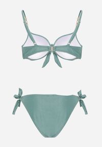 Born2be - Jasnozielone Bikini Biustonosz z Koralikami i Kokardą i Wiązane Figi Kąpielowe Raicine. Kolekcja: plus size. Kolor: zielony. Długość: długie #4