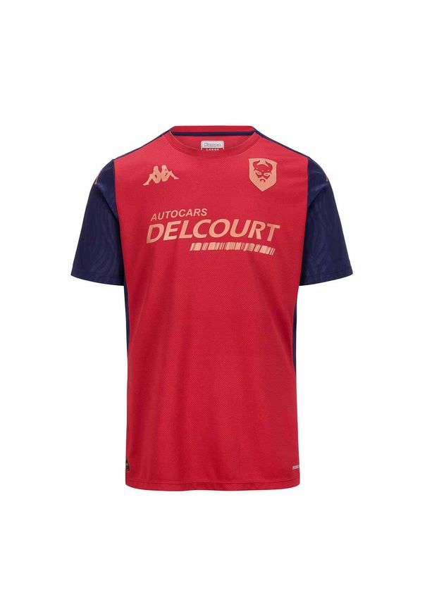 Kappa - Koszulka dla dzieci SM Caen Abou Pro 8 2024/25. Kolor: niebieski, czerwony, wielokolorowy. Sport: piłka nożna