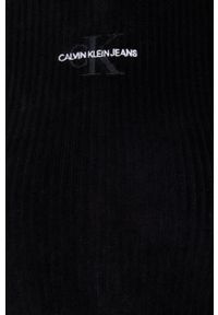 Calvin Klein Jeans - Sukienka sztruksowa. Okazja: na co dzień. Kolor: czarny. Materiał: sztruks. Długość rękawa: długi rękaw. Wzór: haft. Typ sukienki: proste. Styl: casual #3