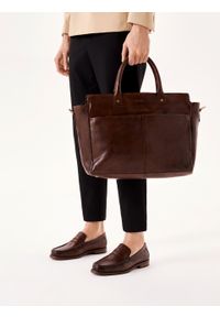 Kazar - Elegancka skórzana torba męska w biznesowym stylu. Kolor: brązowy. Materiał: skóra #3