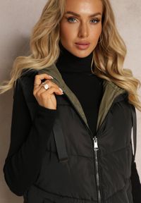 Renee - Czarna Długa Kamizelka z Kapturem Dwustronna Lurenta. Typ kołnierza: kaptur. Kolekcja: plus size. Kolor: czarny. Długość: długie #2