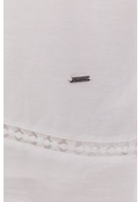 Pepe Jeans Sukienka Ava kolor biały mini rozkloszowana. Kolor: biały. Materiał: tkanina, koronka. Długość rękawa: długi rękaw. Wzór: gładki. Typ sukienki: rozkloszowane. Długość: mini #3