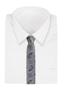 Alties - Krawat - ALTIES - Niebiesko-Beżowy, Duży Wzór. Kolor: brązowy, beżowy, wielokolorowy, niebieski. Materiał: tkanina. Styl: elegancki, wizytowy
