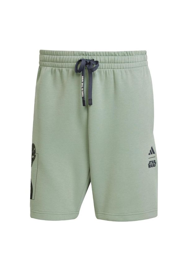Szorty Adidas Star Wars The Mandalorian. Kolor: zielony. Materiał: materiał. Wzór: motyw z bajki. Sport: fitness