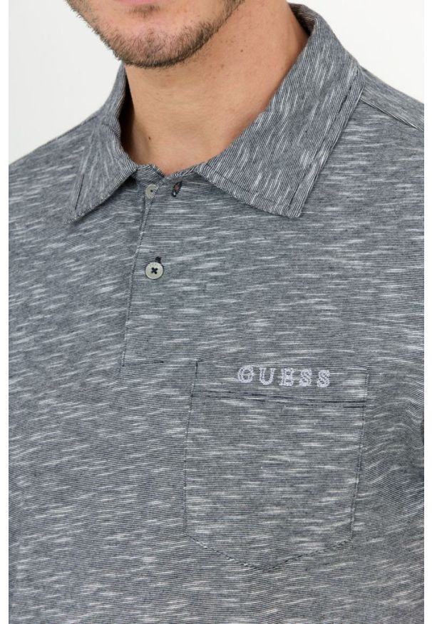 Guess - GUESS Szara męska koszulka polo, Rozmiar M. Typ kołnierza: polo. Kolor: szary
