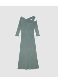 Patrizia Pepe - PATRIZIA PEPE - Zielona sukienka midi. Kolor: zielony. Materiał: tkanina, materiał. Typ sukienki: asymetryczne. Styl: rockowy. Długość: midi #4