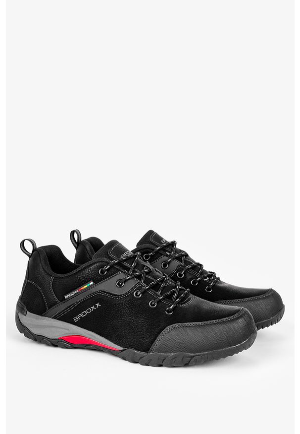 Badoxx - Czarne buty trekkingowe sznurowane badoxx mxc8811/g. Kolor: wielokolorowy, czarny, szary