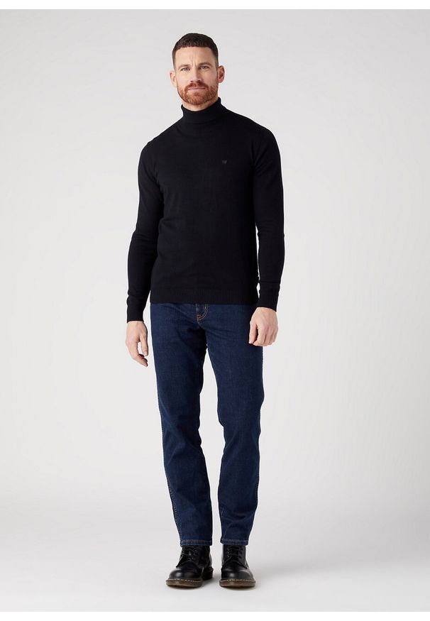 Wrangler - WRANGLER ROLL NECK KNIT MĘSKI SWETER BLACK W8D42P100. Okazja: na co dzień. Materiał: wełna, nylon, bawełna, materiał. Długość rękawa: długi rękaw. Długość: długie. Styl: casual, elegancki