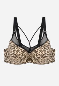 Born2be - Beżowo-Brązowy Biustonosz z Ozdobną Siateczką i Paseczkami przy Dekolcie Anesa. Kolor: beżowy #1