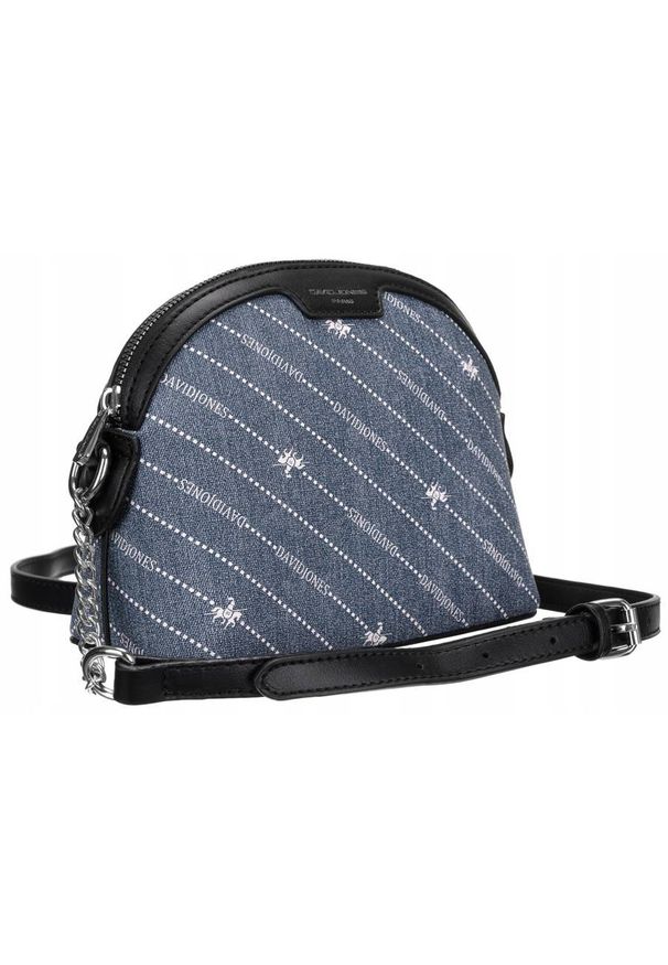 DAVID JONES - Listonoszka niebieska David Jones imitacja jeansu CH21050 BLUEJEAN. Kolor: niebieski. Wzór: aplikacja. Materiał: skórzane. Styl: elegancki