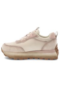 Sneakersy damskie Filippo, skóra naturalna i zamszowa wstawki sznurowany fason gruba amortyzująca podeszwa bieżnikowana podeszwa, beżowe, DP7754/26. Okazja: na co dzień, na spacer. Zapięcie: sznurówki. Kolor: beżowy. Materiał: skóra, zamsz. Szerokość cholewki: normalna. Styl: casual, klasyczny #7